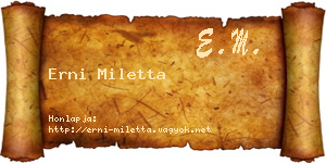 Erni Miletta névjegykártya
